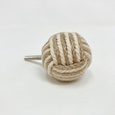 Jute Rope Natural & White Knob. Stylish, Eco-Friendly Design for Nurseries, Cabinets, & Drawers with a Soft, Rustic Touch